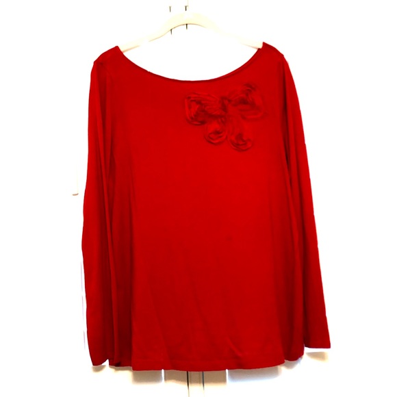 LOFT Tops - LOFT red long sleeve bow blouse (XL)